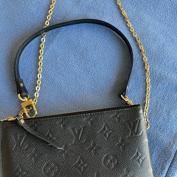 Authentic Louis Vuitton Double-Zip Pochette in Black Monogram Empreinte … - Picture 9 of 14